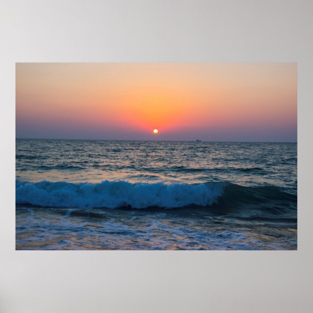 Póster Atardecer en el Mar Mediterráneo Israel. (Frente)