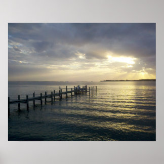 Póster Atardecer en el muelle en el poster del sur de Mar