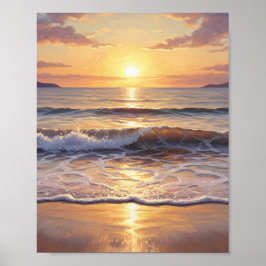 Póster Atardecer en el Océano de la Hora Dorada
