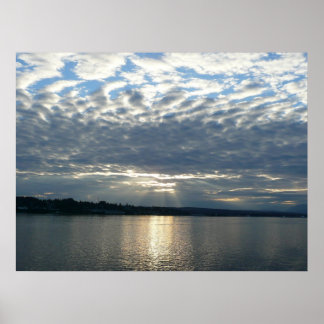 Póster Atardecer en el paisaje marino canadiense de Colum