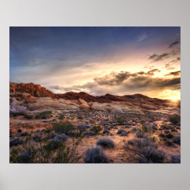 Póster Atardecer en el Parque Estatal Valley of Fire | Ne (Frente)