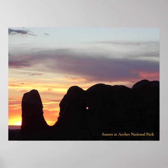 Póster Atardecer en el Parque Nacional de Arches (Frente)
