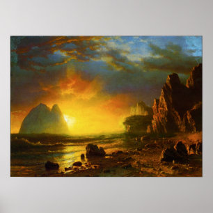 Póster Atardecer en el Poster costero de California