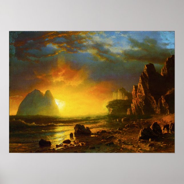 Póster Atardecer en el Poster costero de California (Frente)