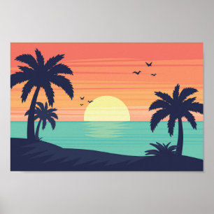 Póster Atardecer en el Poster oceánico
