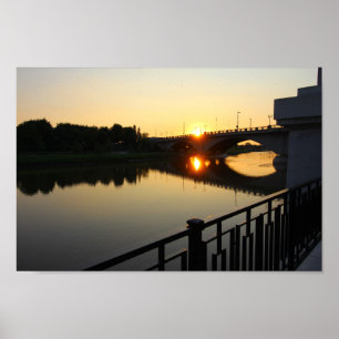 Póster Atardecer en el puente Broad Street en Columbus, O