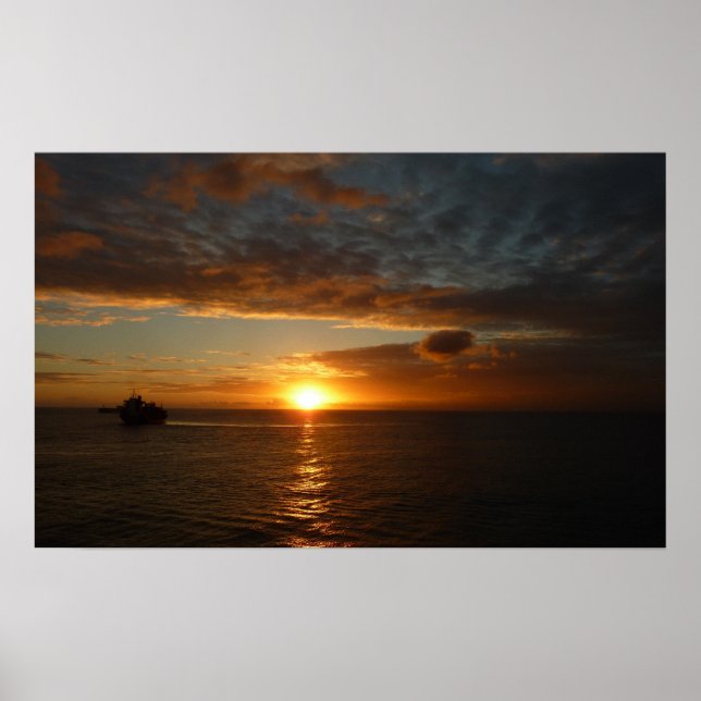 Póster Atardecer en la costa tropical del mar II (Frente)