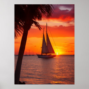 Póster Atardecer en la descarga digital clave occidental