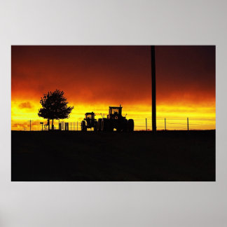 Póster Atardecer En La Granja
