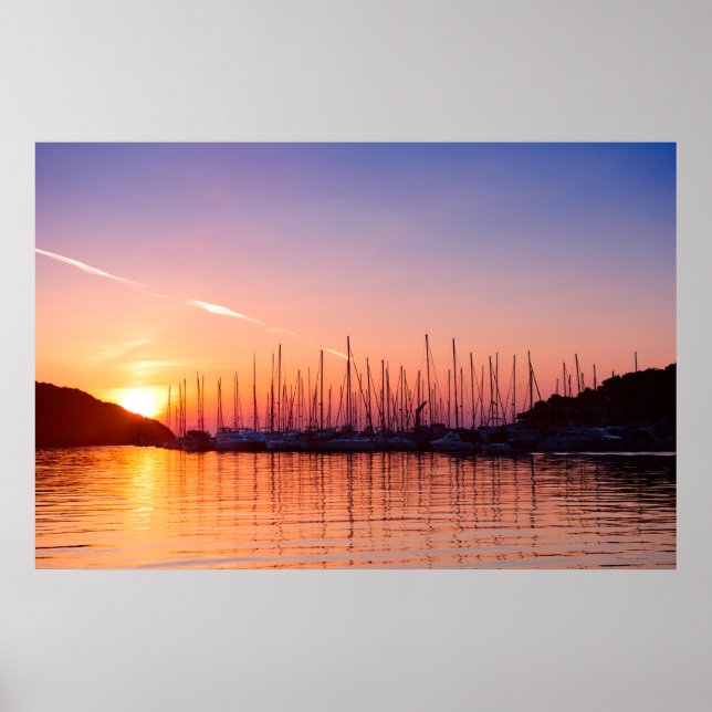 Póster Atardecer en la huella de la bahía del mar Adriáti (Frente)