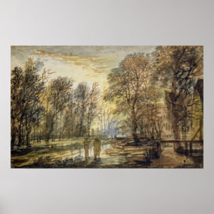 Póster Atardecer en la madera