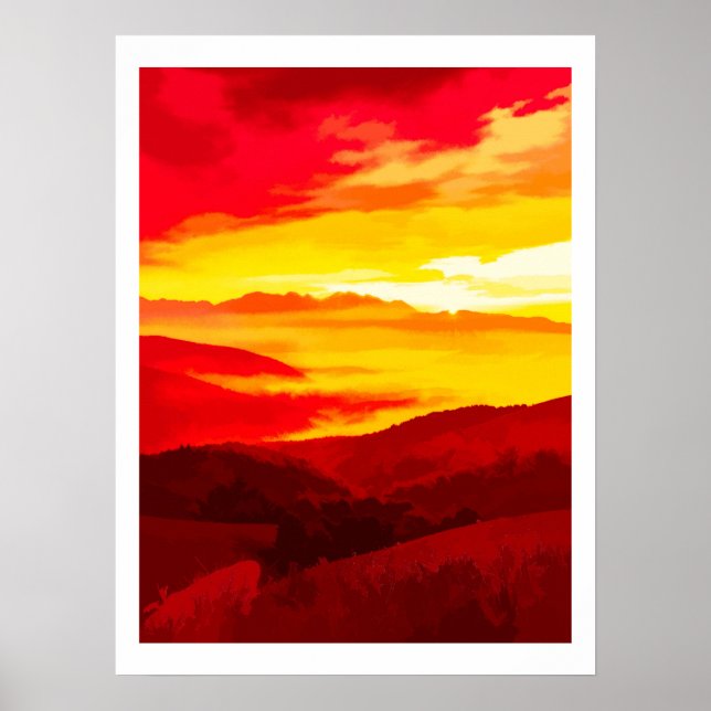Póster Atardecer en la Montaña (Frente)