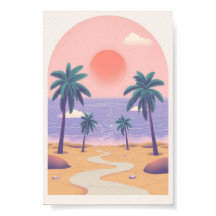 Atardecer en la playa con arco boho minimalista de