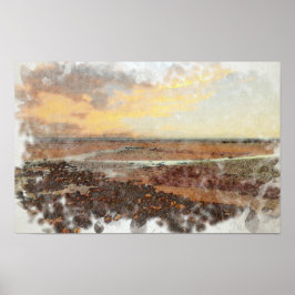 Póster Atardecer en la playa de Ardrossan Aquarela