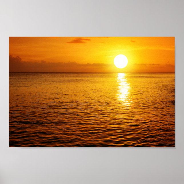 Póster Atardecer en la playa del caribe. (Frente)