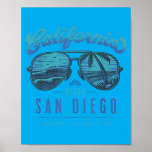 Póster Atardecer en la playa Sungles de San Diego Califor