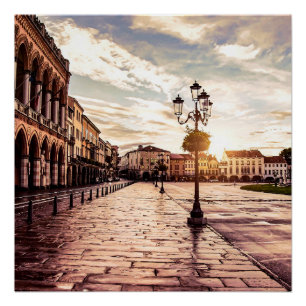 Póster Atardecer en la plaza de Padova en Italia