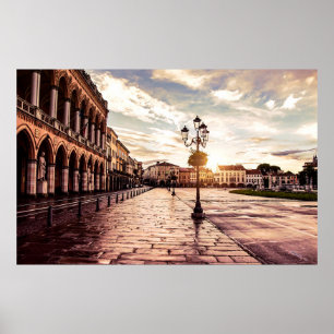 Póster Atardecer en la plaza de Padova en Italia