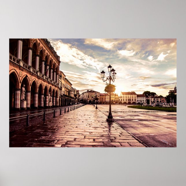 Póster Atardecer en la plaza de Padova en Italia (Frente)