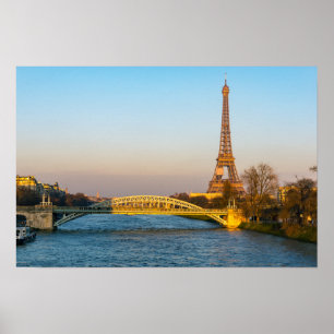 Póster Atardecer en la torre Eiffel y Pont Rouelle - Parí