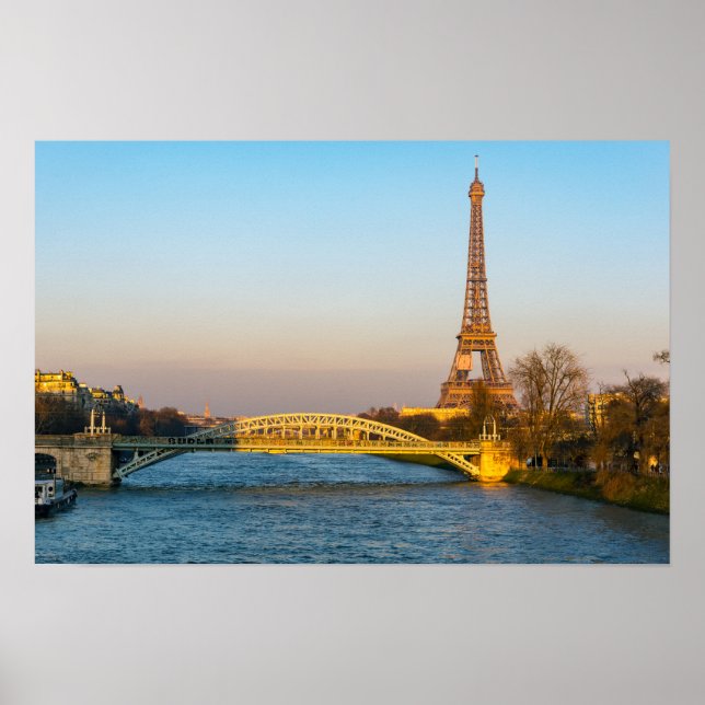 Póster Atardecer en la torre Eiffel y Pont Rouelle - Parí (Frente)