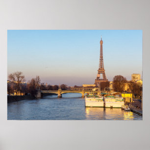 Póster Atardecer en la torre Eiffel y Pont Rouelle - Parí