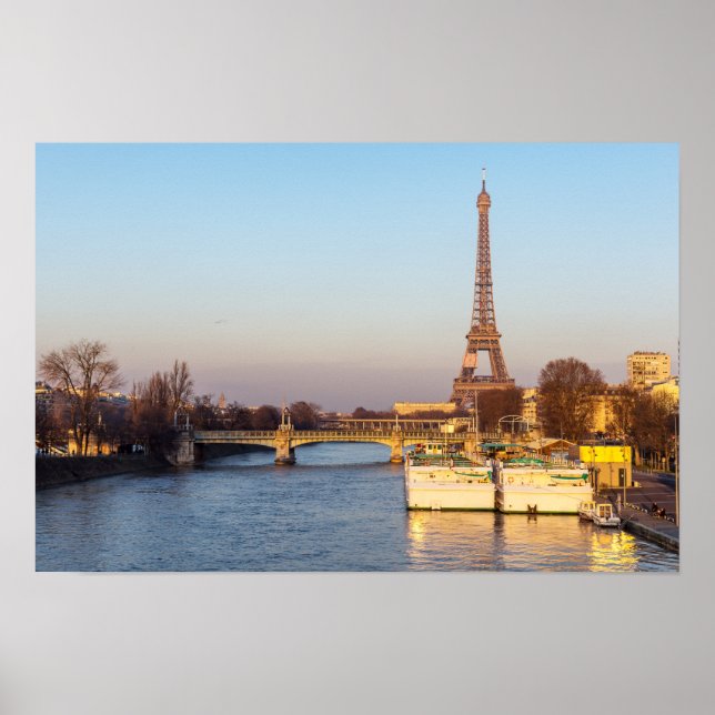 Póster Atardecer en la torre Eiffel y Pont Rouelle - Parí (Frente)