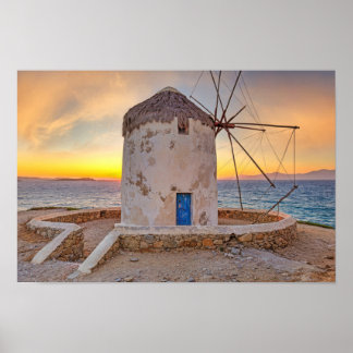 Póster Atardecer en los famosos molinos de viento de Myko