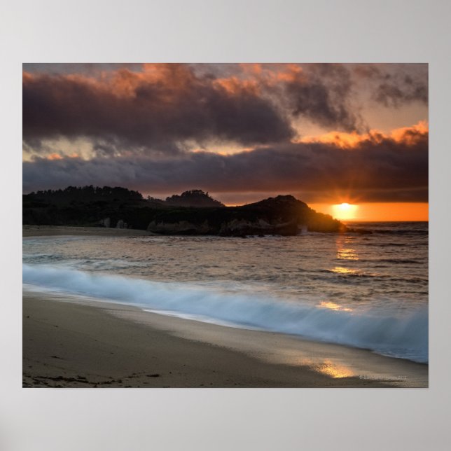 Póster Atardecer en Monastery Beach, Carmel, California (Frente)
