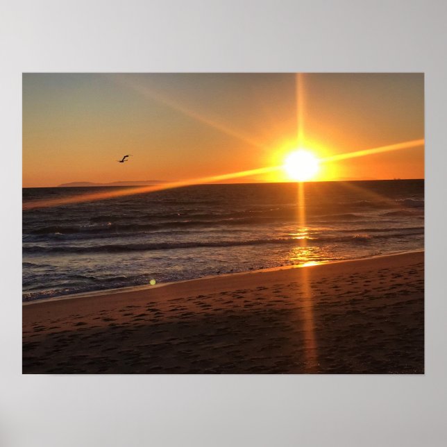Póster Atardecer en Newport Beach, California (Frente)