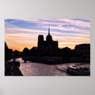 Póster Atardecer en Notre Dame de París - París, Francia