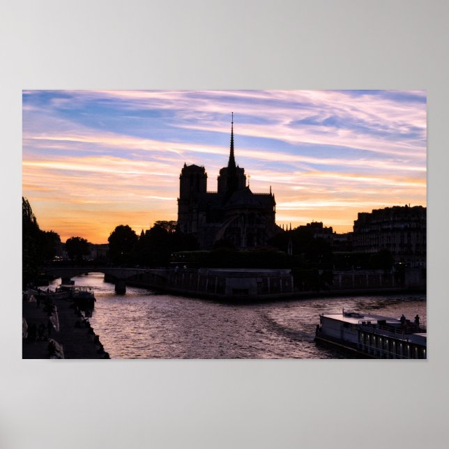 Póster Atardecer en Notre Dame de París - París, Francia (Frente)