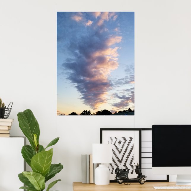 Póster Atardecer en Nueva Jersey con nubes (Oficina en casa)