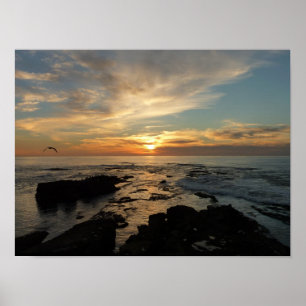 Póster Atardecer en San Diego I Paisaje marino de Califor