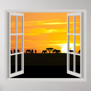Póster Atardecer en Serengeti