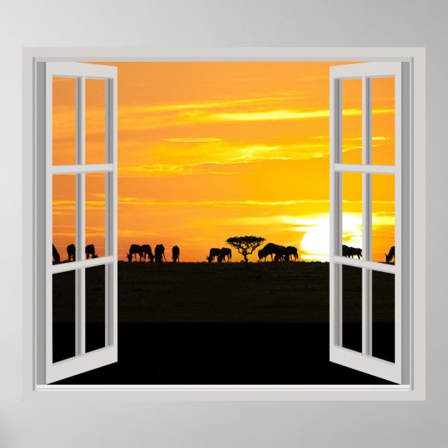 Póster Atardecer en Serengeti (Frente)