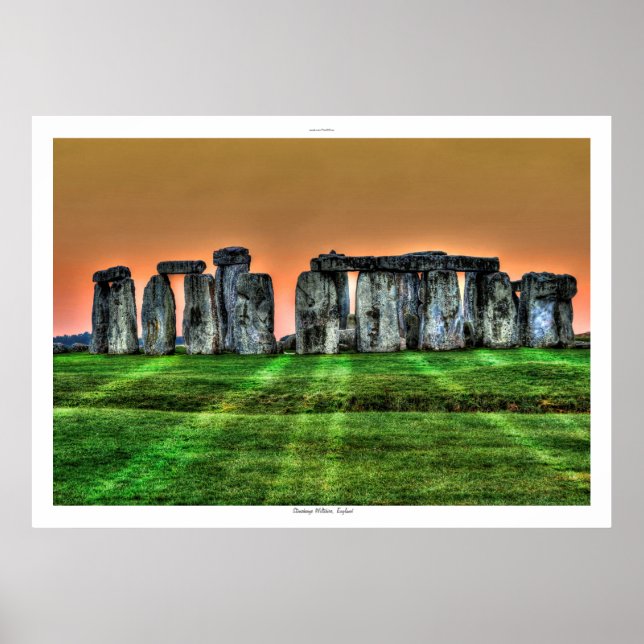 Póster Atardecer en Stonehenge Standing Stones England (Frente)