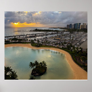 Póster Atardecer en Waikiki