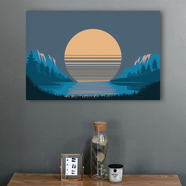 Póster Atardecer entre montañas y lago (Sunset between Mountains and Lake Poster)