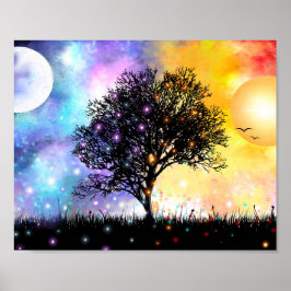 Póster Atardecer fantástico y amanecer con colores arcoir