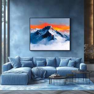 Póster Atardecer Fauvista en la Montaña Majestuosa, Paisa