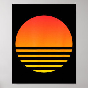 Póster Atardecer fresco verano playa surf 80s retro vapor
