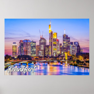 Póster Atardecer Hermoso Sobre Frankfurt, Alemania