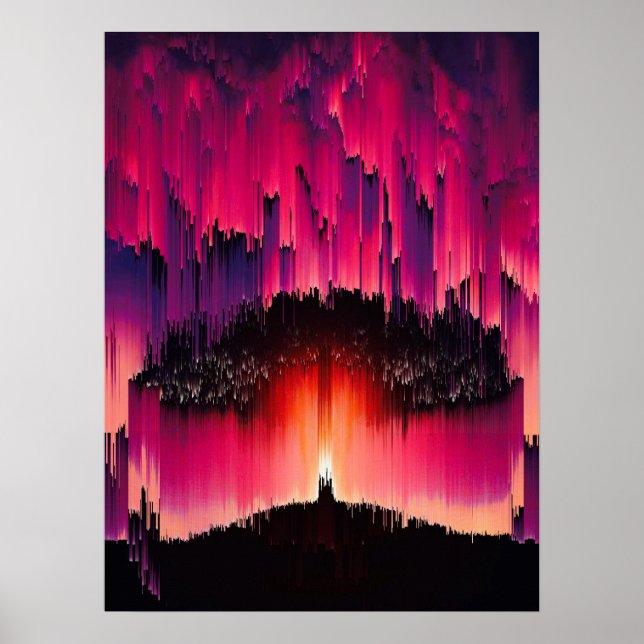 Póster Atardecer Horizonte con Fallo Digital (Frente)