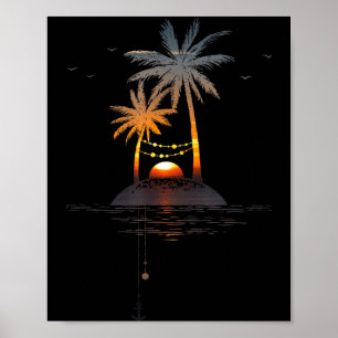 Póster Atardecer isla resplandor vacaciones estado de áni