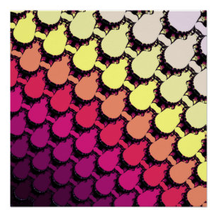 Póster Atardecer Magenta Ómbre Botella Geométrica Fractal