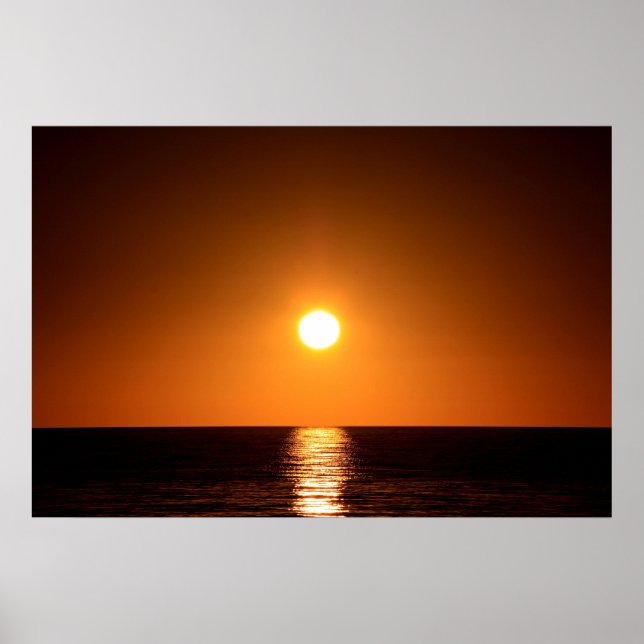 Póster Atardecer Naranja oscuro con reflexión oceánica (Frente)