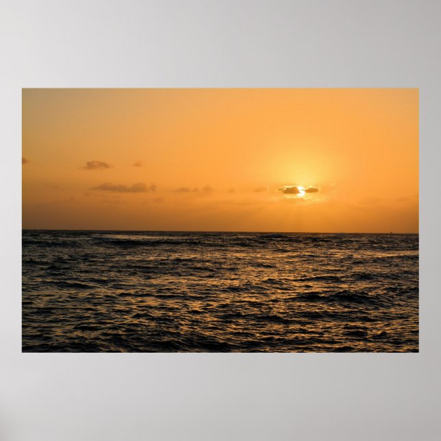 Póster Atardecer oceánico en Hawái (Frente)