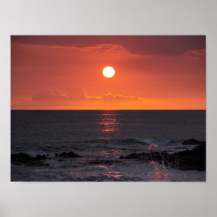 Póster Atardecer oceánico hawaiano - Sunsets en Hawái