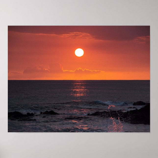 Póster Atardecer oceánico hawaiano - Sunsets en Hawái (Frente)